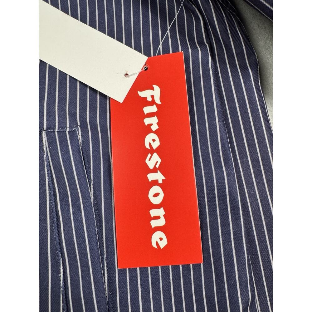 Firestone Work Jacket XL Navy Pinstripe Zip Mechanic Shop Racing NWT - Picture 8 of 16
